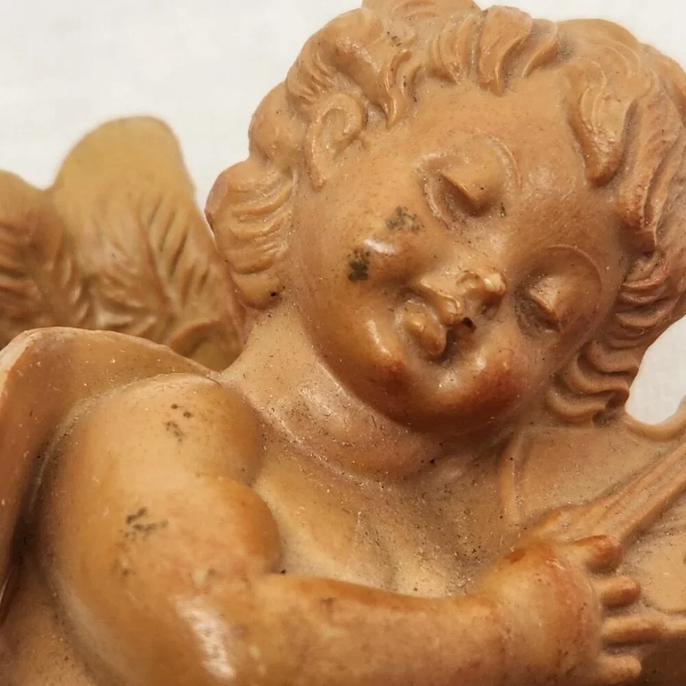 vintage Fontanini angel cherub baby figurine playing violin Ornament